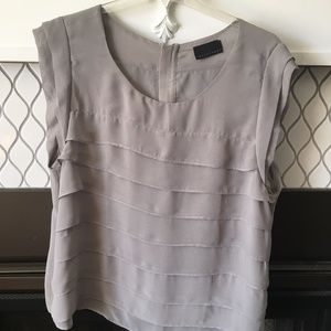 [sheer back] chiffon blouse - zips up back